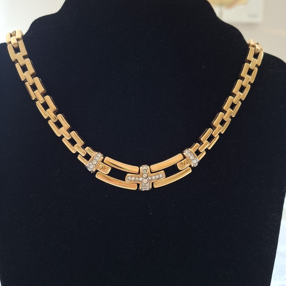 Nina Ricci Panther Link Necklace With Rhinestones